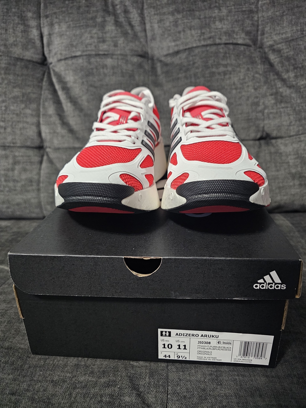 adidas Men Red and White Running Sneakers  with box.